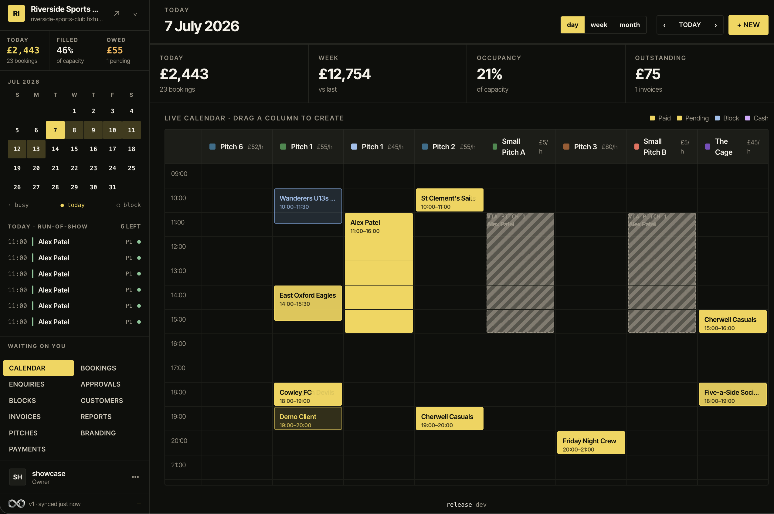 Fixture Deck dashboard
