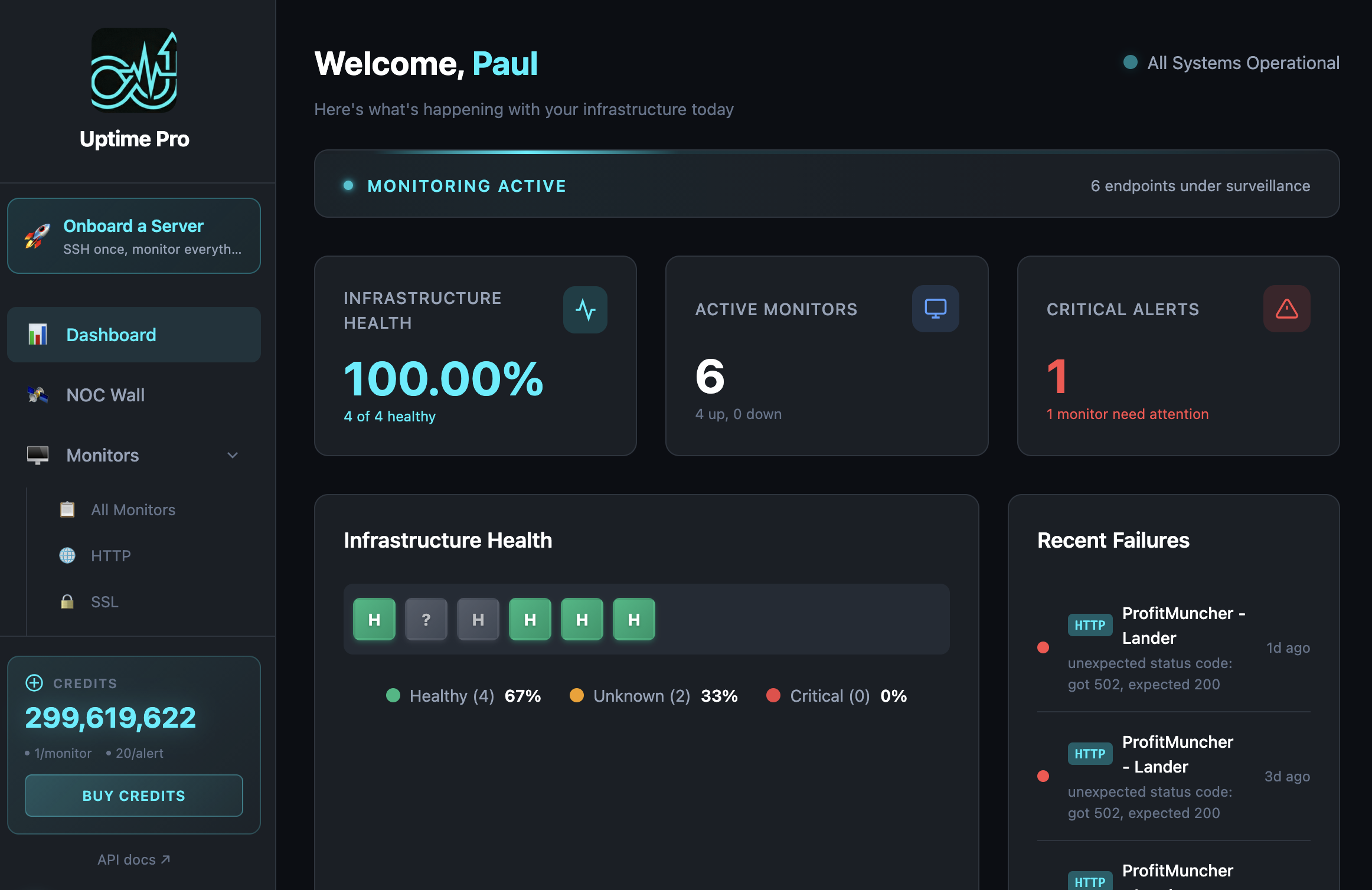 Uptime-Pro dashboard